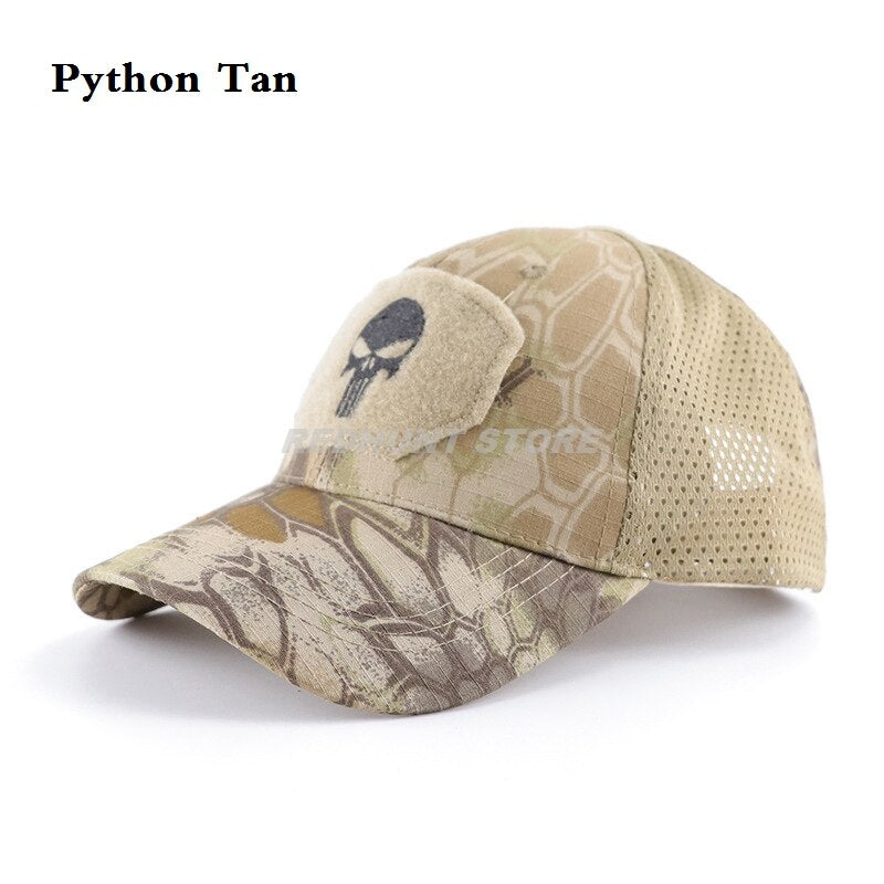 Outdoor Hunting Camouflage Fishing Mesh Skull Baseball Cap Tactical Military Sports Hat for Men Women Camping Hiking Cycling - KiwisLove