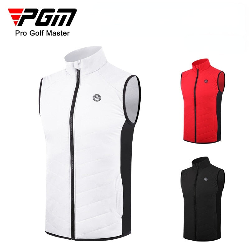 PGM Men&#39;s Golf Warm Sleeveless Vest Autumn Winter Stand Collar Golf Men Plus Cotton Windproof Sportswear Apparel  YF473 - KiwisLove