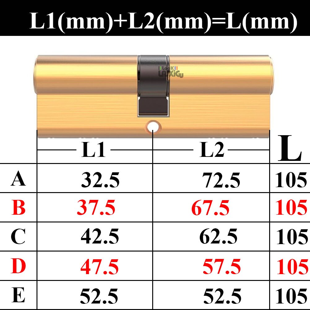 Door Cylinder Biased Lock 65 70 80 90 115mm Cylinder AB Key Anti-Theft Entrance Brass Door Lock Lengthened Core Extended Keys - KiwisLove