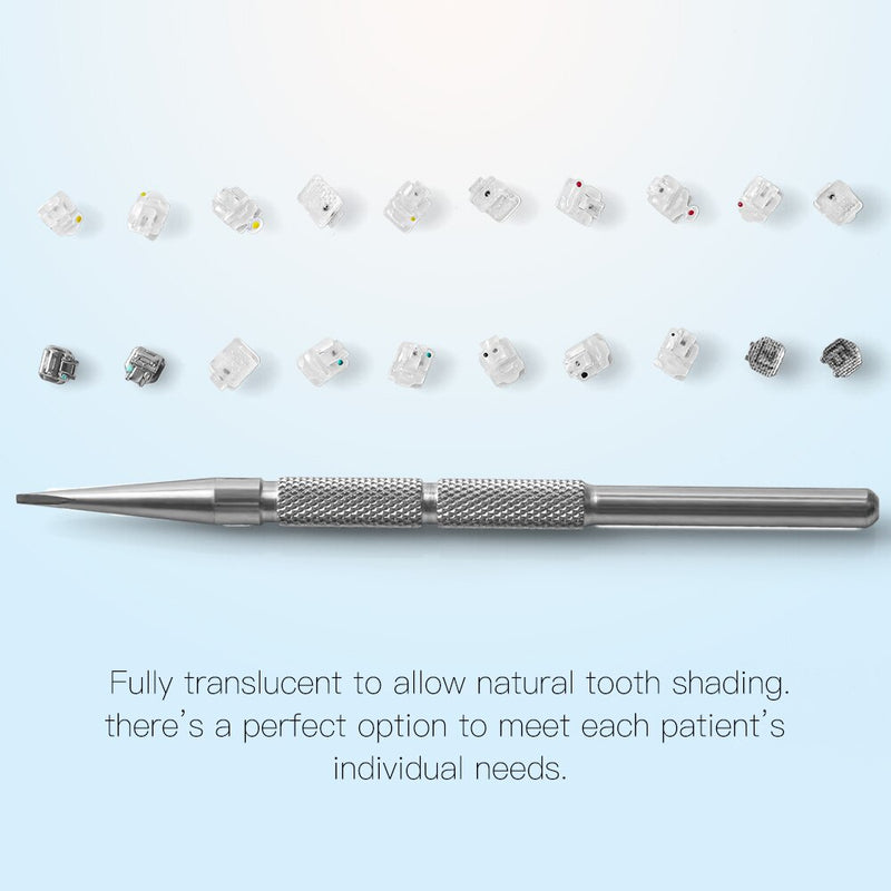 Dental Orthodontic Ceramic Self-Ligating Bracket Clear Roth &amp; MBT 0.022 5*5 3Hooks With Metal Lower 4 &amp; 5 - KiwisLove