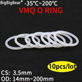 10pcs VMQ White Silicone O Ring Gasket CS 3.5mm OD 14 ~ 200mm Food Grade Waterproof Washer Rubber Insulate Round O Shape Seal - KiwisLove