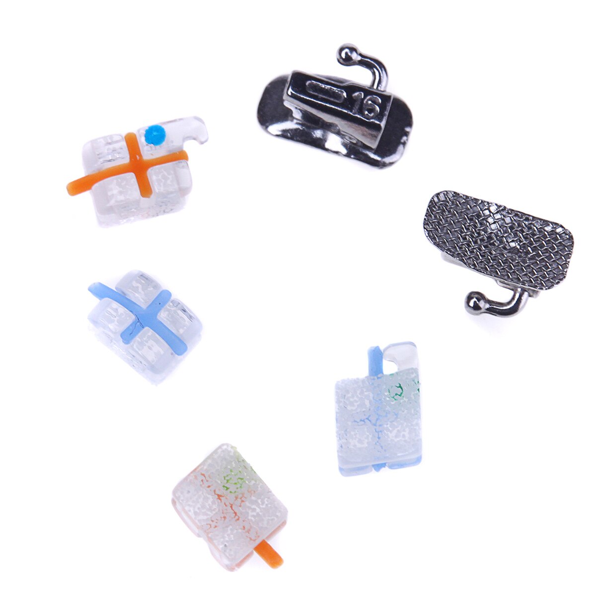 Dental Orthodontic Monocrystalline Sapphire Bracket Braces MINI Roth / MBT.022 Hooks 345 with Buccal Tube - KiwisLove