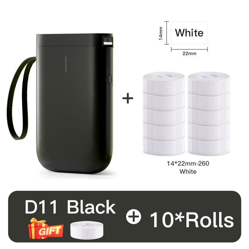 Niimbot D11 Portable Thermal Pocket Printer Mini Wireless Label Maker With Waterproof Anti-Oil Transparent ColorfulLabel Sticker - KiwisLove