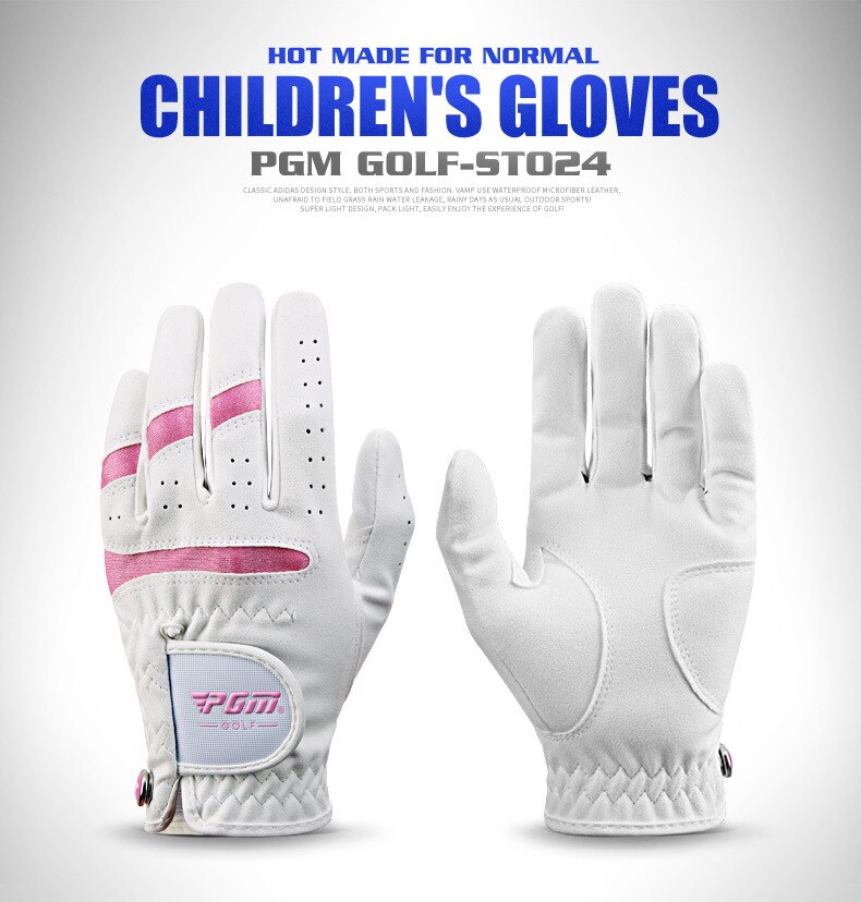 PGM 1 Pair Kids Golf Gloves with Mark Boys Girls Superfiber Cloth Sport Hand Glove Wear Breathable Training Protective ST024 - KiwisLove