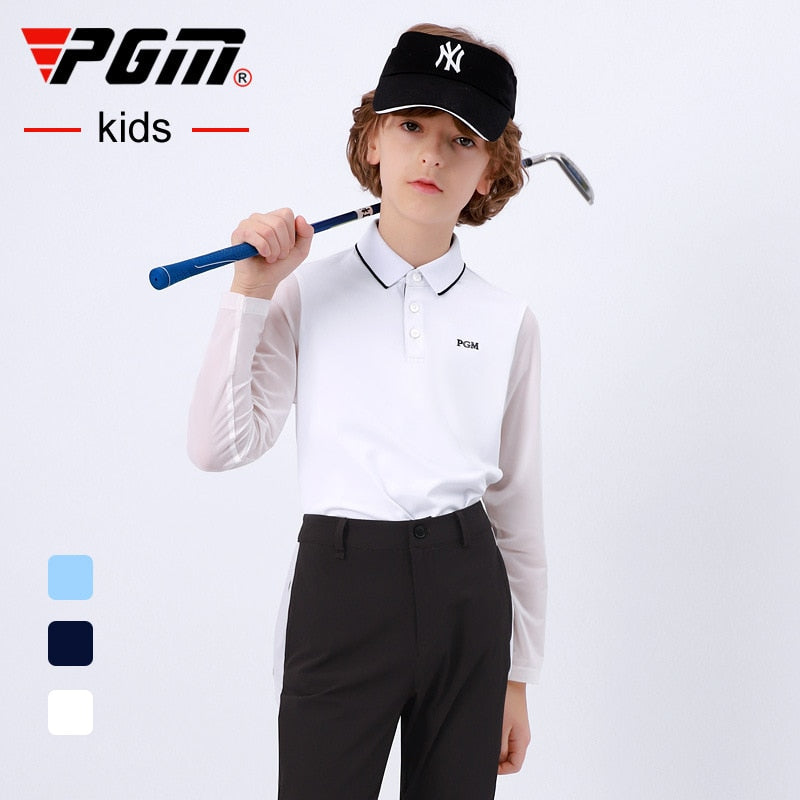 PGM Boys Golf Wear Shirt Children Sun-proof Clothing Long Sleeve Base Undershirt Youth Sports Clothes White Ultralight YF407 - KiwisLove