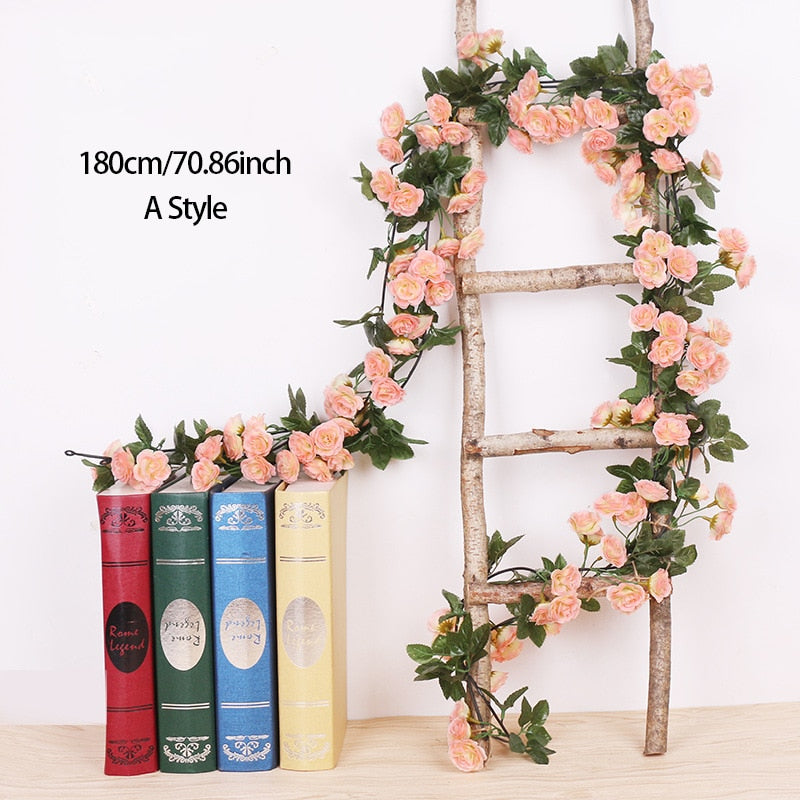 3pc Long Artificial Wedding Arch Flower Garland Silk Wall Hanging Rattan Plastic Vine Home Living Room Window Decor Autumn Plant - KiwisLove