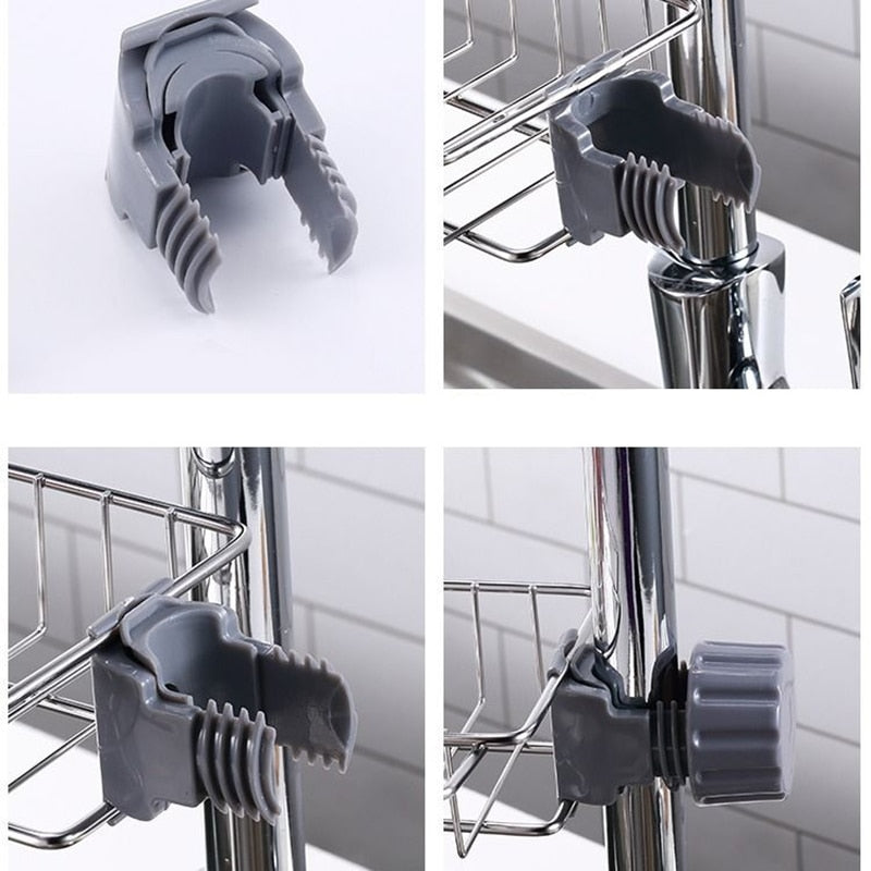 Kitchen Stainless Steel Sink Drain Rack Sponge Storage Faucet Holder Soap Drainer Shelf Basket Organizer Bathroom Accessories - KiwisLove