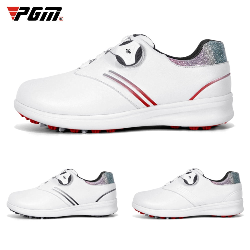 PGM Waterproof Golf Shoes Womens Shoes Lightweight Knob Buckle Shoelace Sneakers Ladies Breathable Non-Slip Trainers Shoes XZ158 - KiwisLove