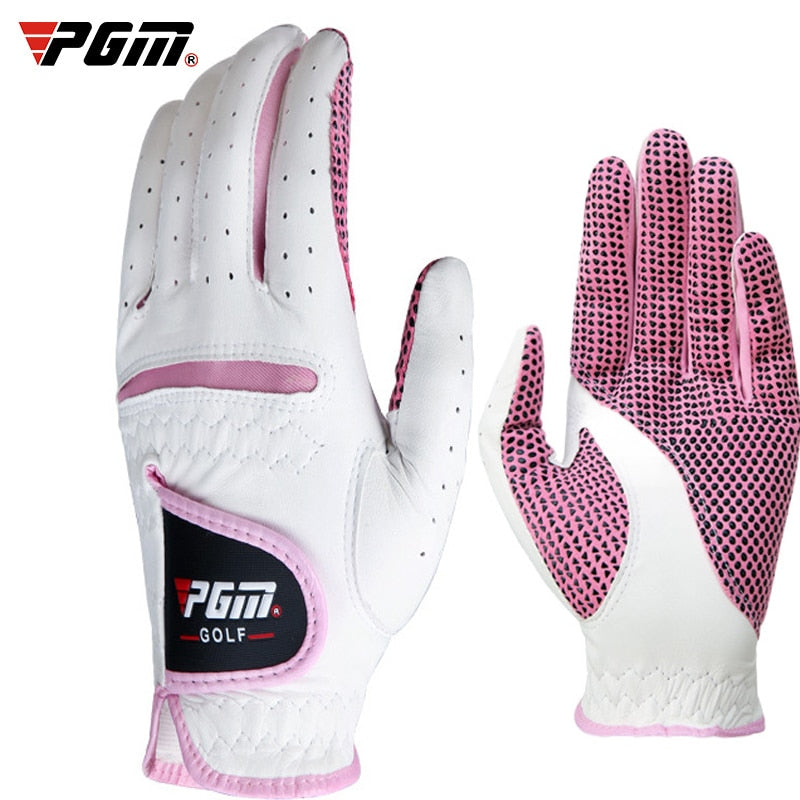 PGM Women Kids Real Leather Golf Gloves Soft Genuine Sheepskin Right Left Handed Palm Protector Training Golf Wear Accessories - KiwisLove
