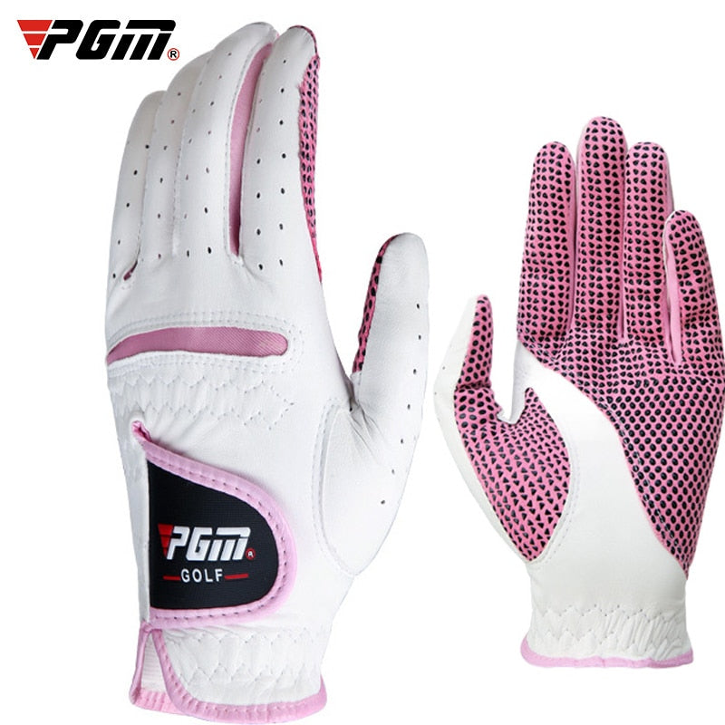 PGM Women Kids Real Leather Golf Gloves Soft Genuine Sheepskin Right Left Handed Palm Protector Training Golf Wear Accessories - KiwisLove
