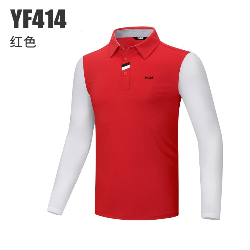 PGM Men Golf Shirts Long Sleeve Breathable Tshirts Polo Collar Golf Clothing Men Casual Leisure Table Tennis Shirt M-XXL YF414 - KiwisLove