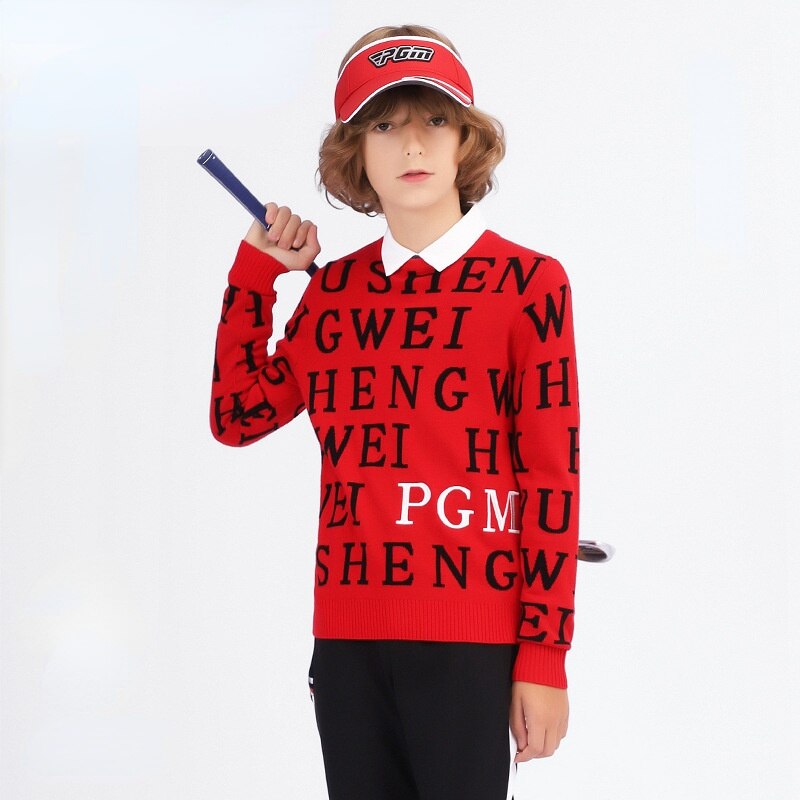 PGM Autumn Winter Golf Clothing Boys Sweater Round Neck Thick Mercerized Wool Warm Long-sleeved T-shirt YF433 - KiwisLove