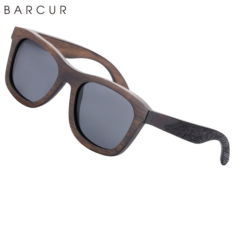 BARCUR Stylish Wooden Sunglasses Brown ECO-Friendly Polarized Square Sun Glasses Men Light Weight Classic Vintage Women Eyewear - KiwisLove