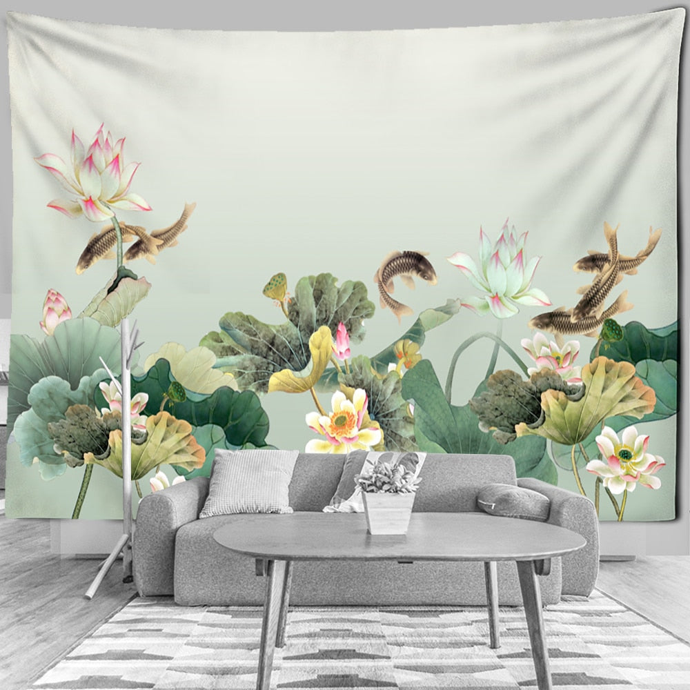 Flower Painting Botanical Tapestry Wall Hanging Chart Hippie Bohemian Tapestries Colorful Psychedelic Boho Home Home Decor - KiwisLove