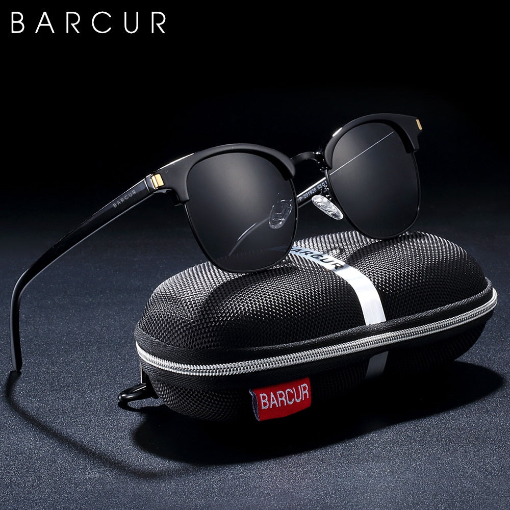 BARCUR Retro Semi-Rimless Women Sun Glasses Men Classic Fashion Sunglasses Polarized Shades Female Driving UV400 - KiwisLove