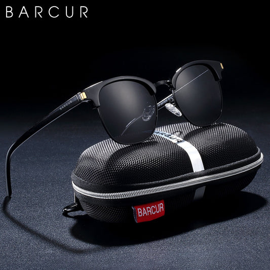 BARCUR Retro Semi-Rimless Women Sun Glasses Men Classic Fashion Sunglasses Polarized Shades Female Driving UV400 - KiwisLove