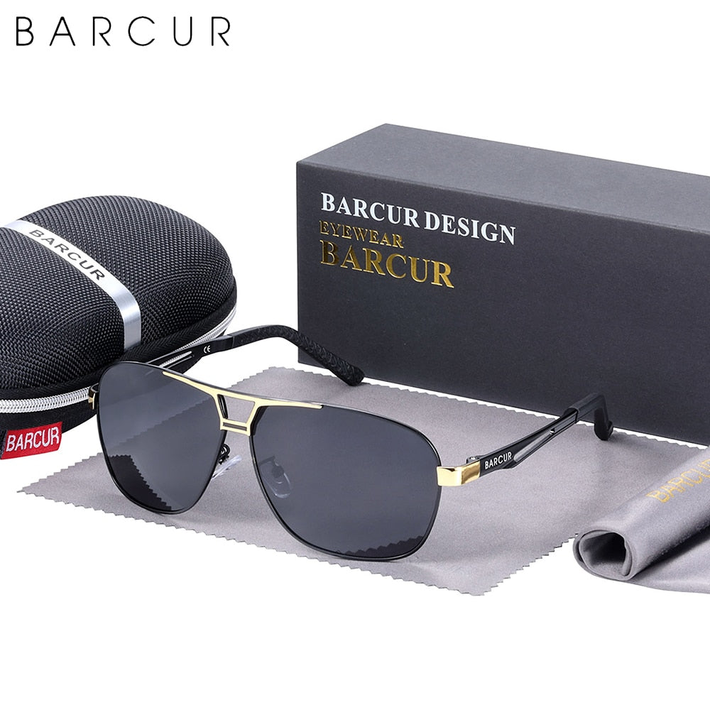 BARCUR Design Pilot Sunglasses Metal Frame Men Polarized Sun Glasses Mirror Eyewear Trend Styles UV400 Protection - KiwisLove