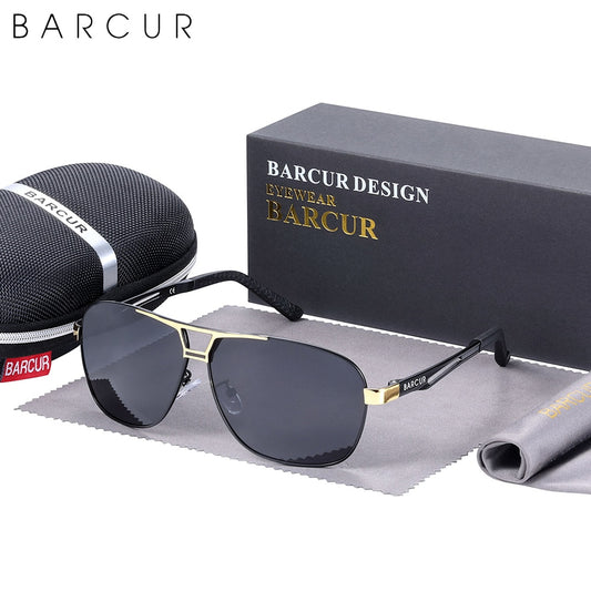 BARCUR Design Pilot Sunglasses Metal Frame Men Polarized Sun Glasses Mirror Eyewear Trend Styles UV400 Protection - KiwisLove