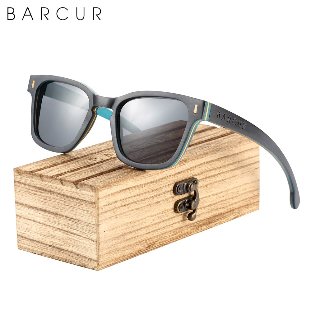 BARCUR Brand Design Wood Women Sunglasses Fashion Polarized Men Sun Glasses Wooden Frame UV400 - KiwisLove