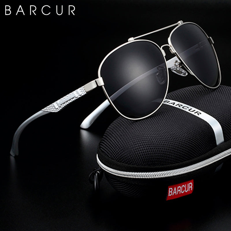 BARCUR Brand Design Stainless Steel Frame Sunglasses Polarized Men Sun Glasses Women Pilot Eyewear Driving Mirror Shades UV400 - KiwisLove