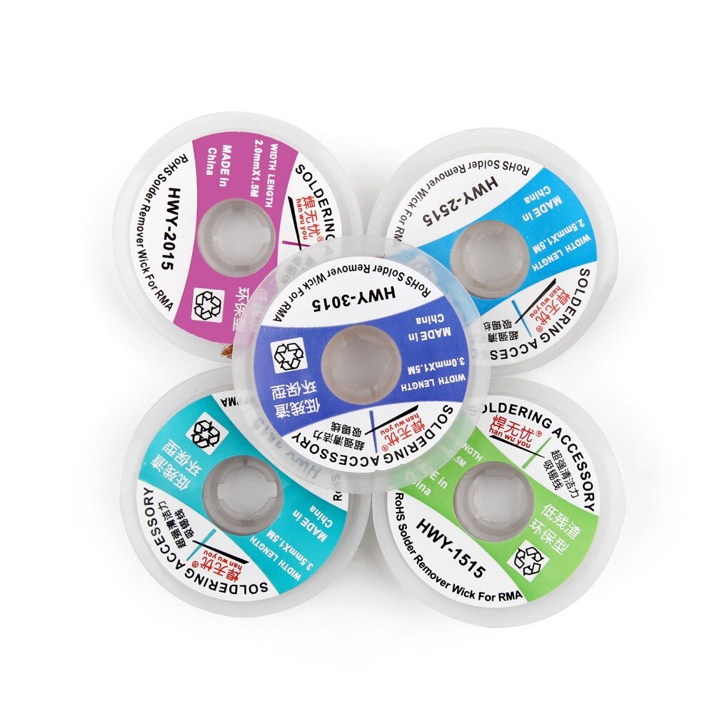 Desoldering Braid Soldering Solder Remover Wick 1.5mm 2.0mm 2.5mm 3.0mm 3.5mm Length1.5M 5 FT For Soldering - KiwisLove