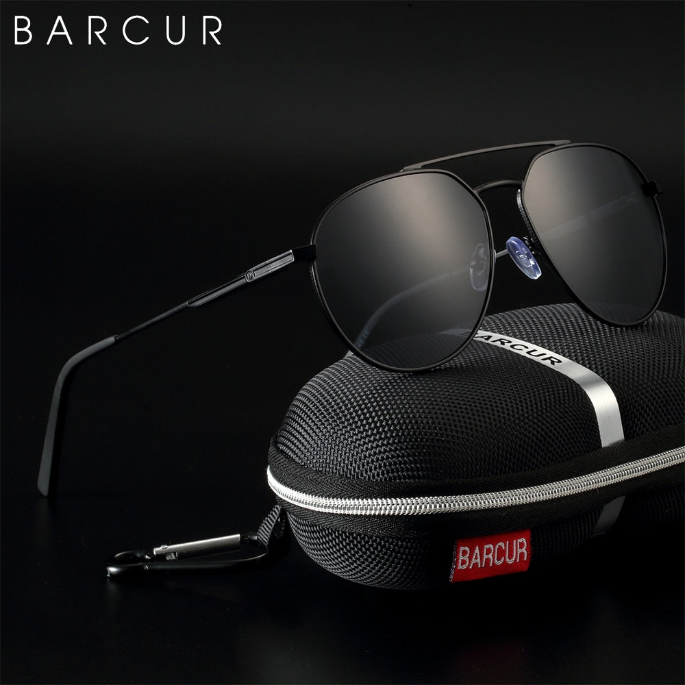 BARCUR Brand Design Retro Pilot Style Men Sunglasses Polarized Fashion Women Sun Glasses Shades UV400 Protection - KiwisLove
