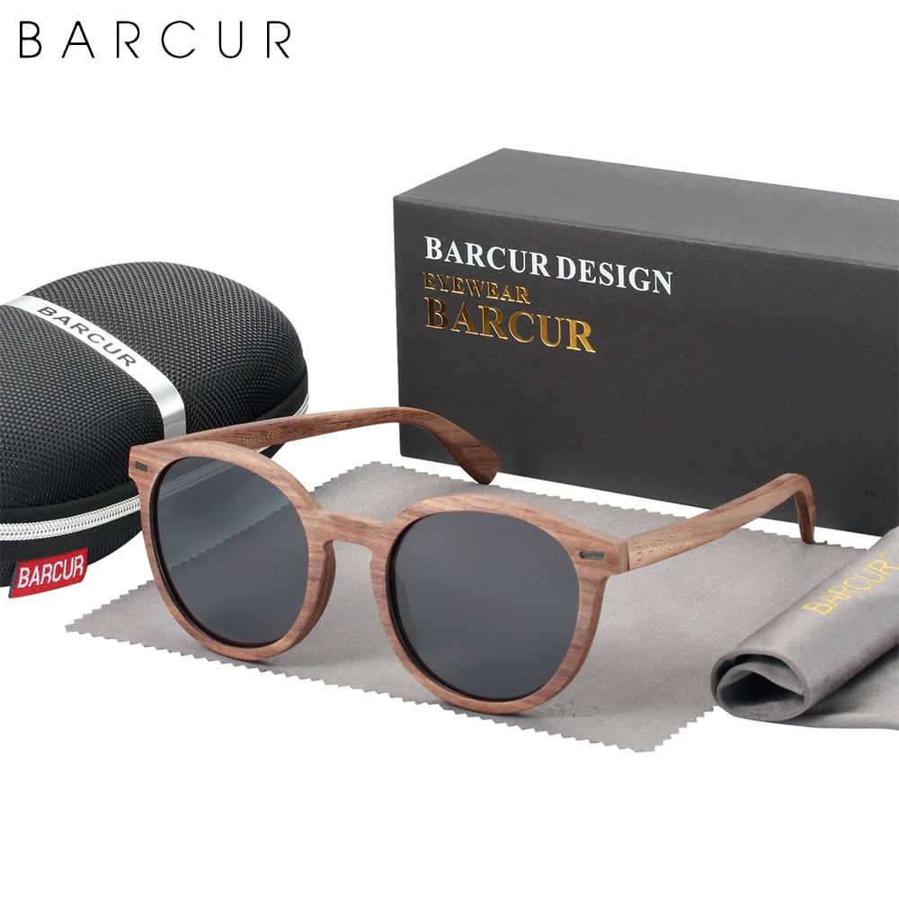 BARCUR Brand Deisgn Stylish Cat Eey Walnut Wood Sunglasses Polarized UV400 Men Women Sun glasses UV400 - KiwisLove