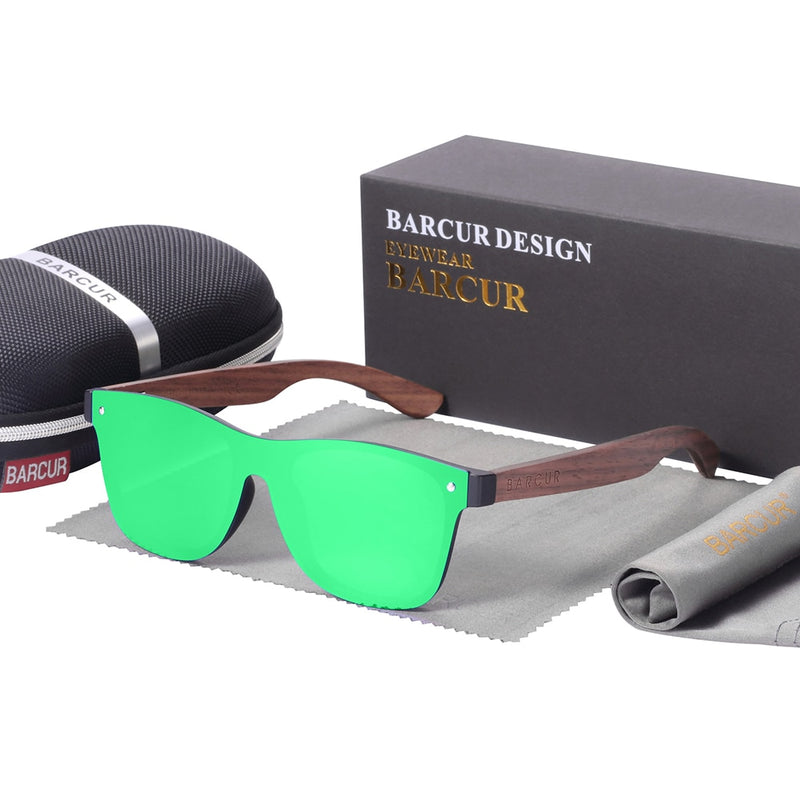 BARCUR Luxury Mirror Sunglasses for Men Polarized Colored Women Sun Glasses UV400 Male Classic Square Eyewear - KiwisLove