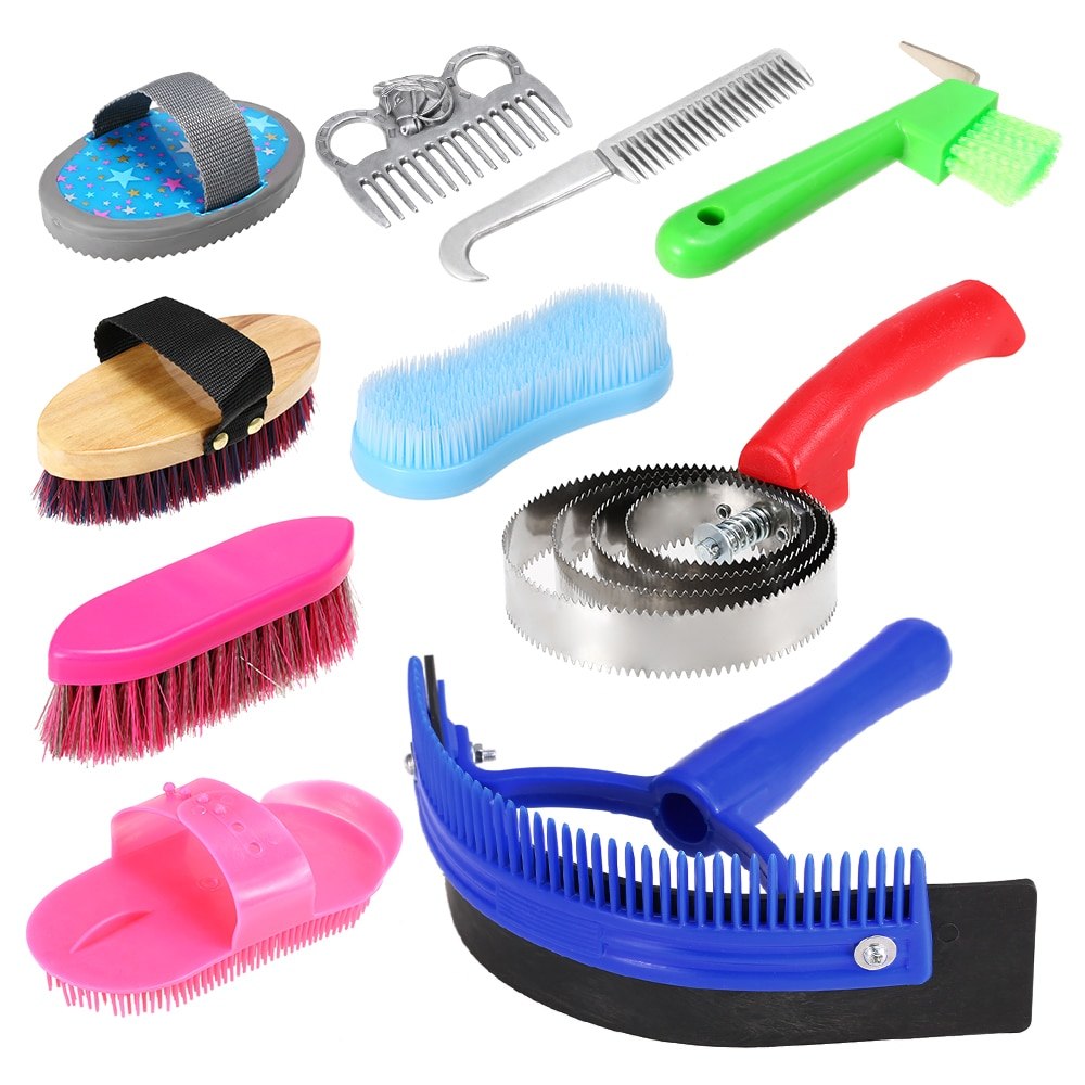 10-IN-1 Horse Grooming Tool Set Bathing Cleaning random color - KiwisLove