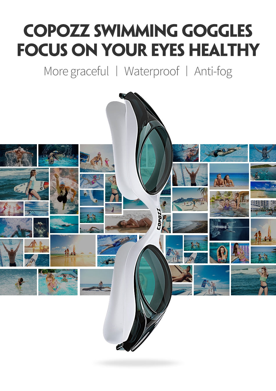 COPOZZ Swim Glasses Goggles Anti Fog  Leak UV Protection Eyewear Professional - KiwisLove