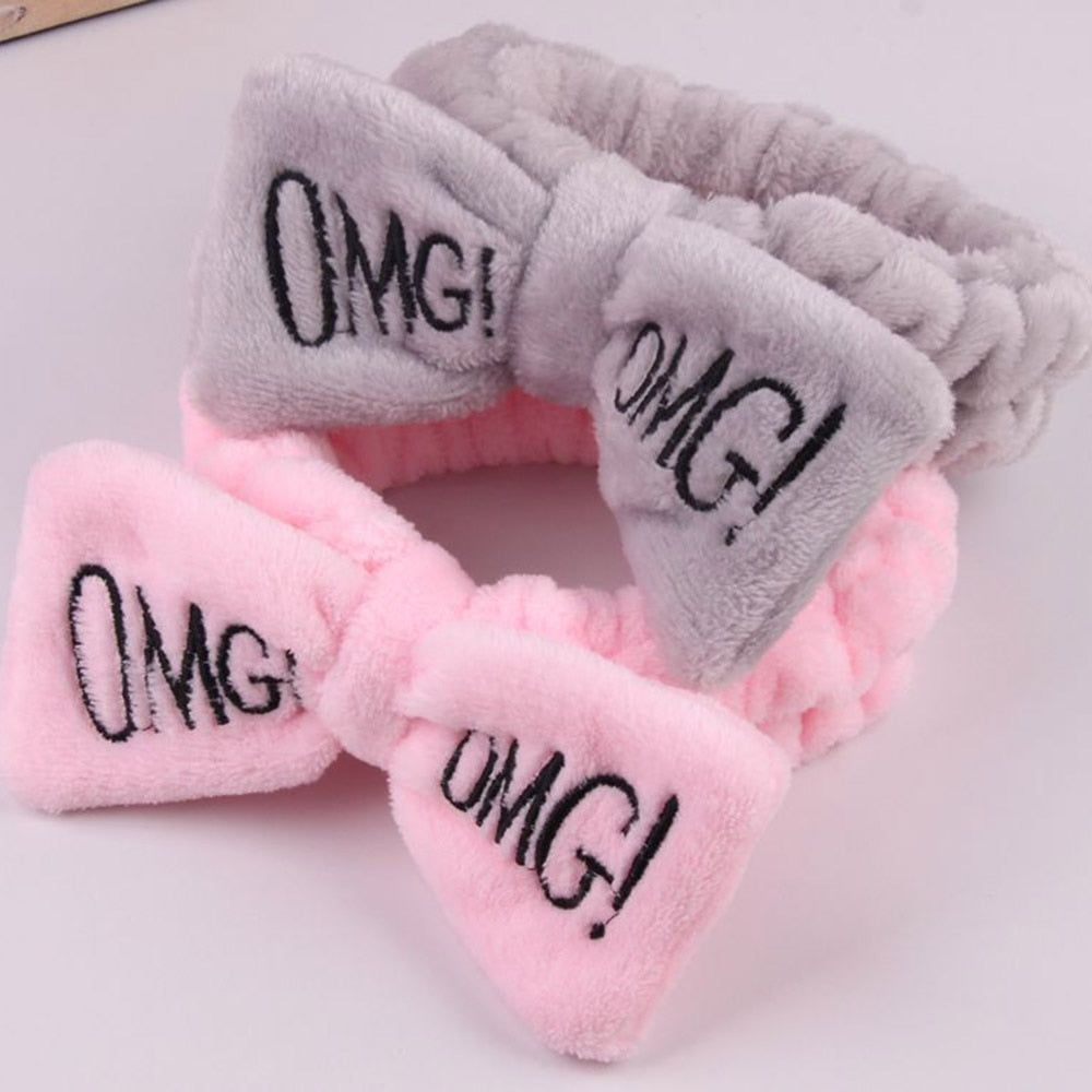 2021 New OMG  Coral Fleece Wash Face Bow Hairbands - KiwisLove