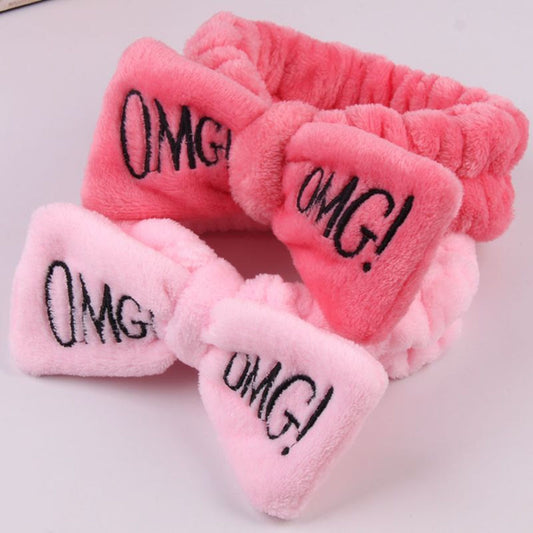 2021 New OMG  Coral Fleece Wash Face Bow Hairbands - KiwisLove