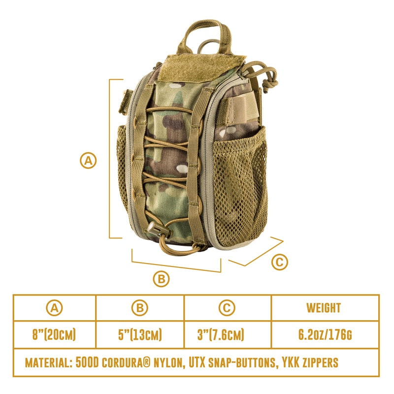 OneTigris First Aid Trauma Pack Medical Kit Quick Detach EMT/First Aid Pouch Tactical Cordura Nylon Multicam Trauma Pouch Bag - KiwisLove