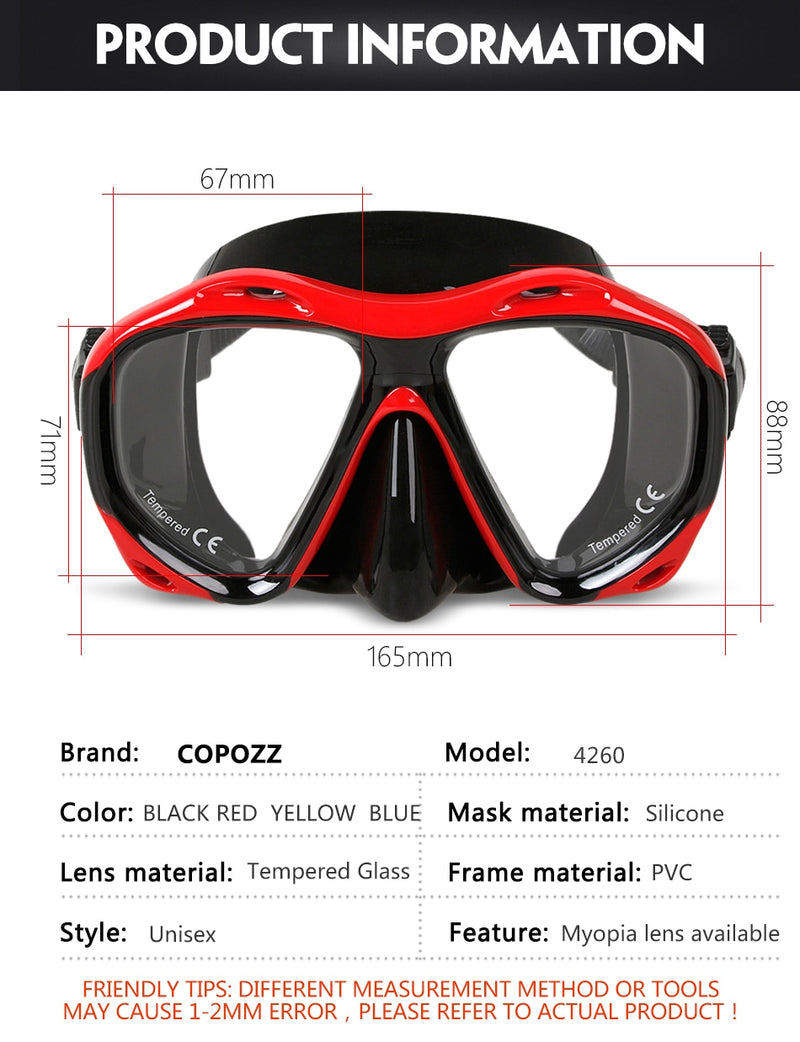 Copozz Brand Professional Scuba Diving Mask Snorkels  Swimming Tube Set - KiwisLove