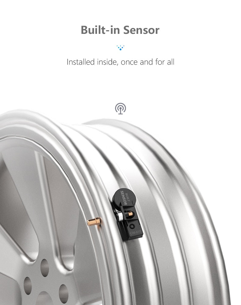 Solar TPMS Car Tire Pressure Alarm Monitor  Display Intelligent Temperature Warning Fuel Save 4 Sensors - KiwisLove