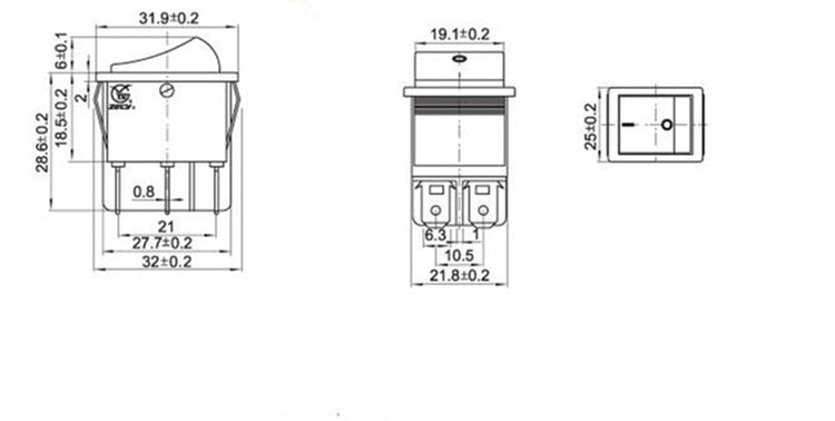Latching Rocker Switch Power Switch I/O 4 Pins - KiwisLove