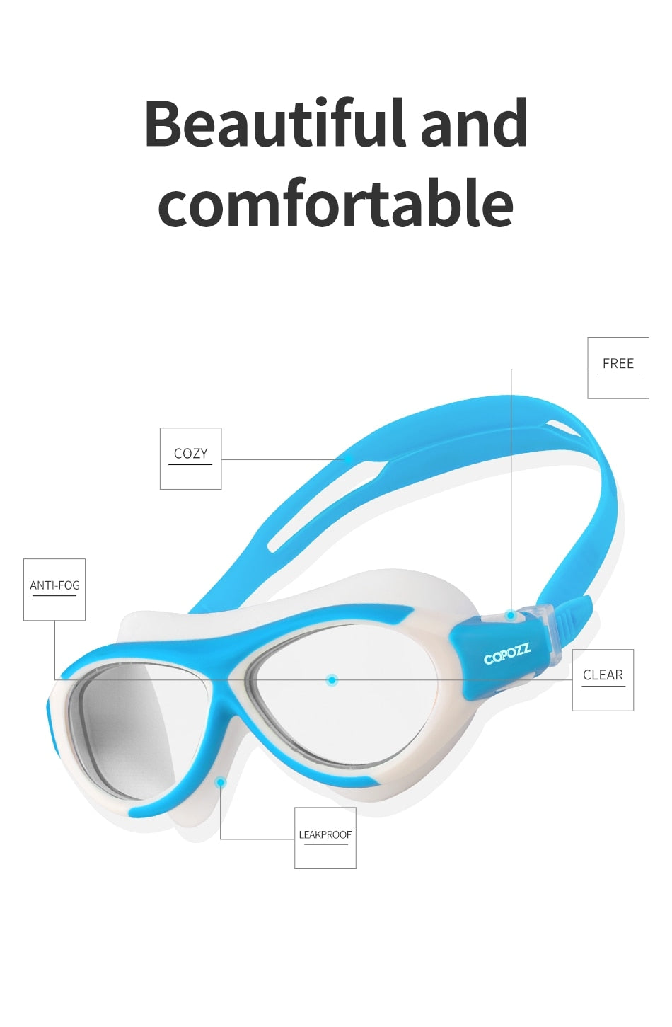COPOZZ Children Swimming Goggles Eyewear Anti Fog kids Cool  Boy Girl - KiwisLove