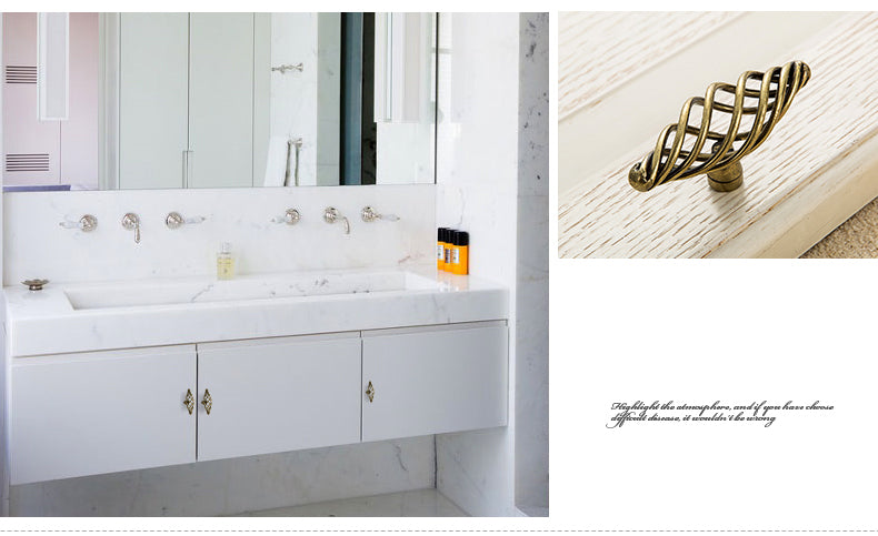 Vintage Antique Bronze Cabinet Handles Hollow Out Birdcage Handles - KiwisLove