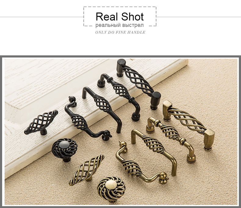 Vintage Antique Bronze Cabinet Handles Hollow Out Birdcage Handles - KiwisLove