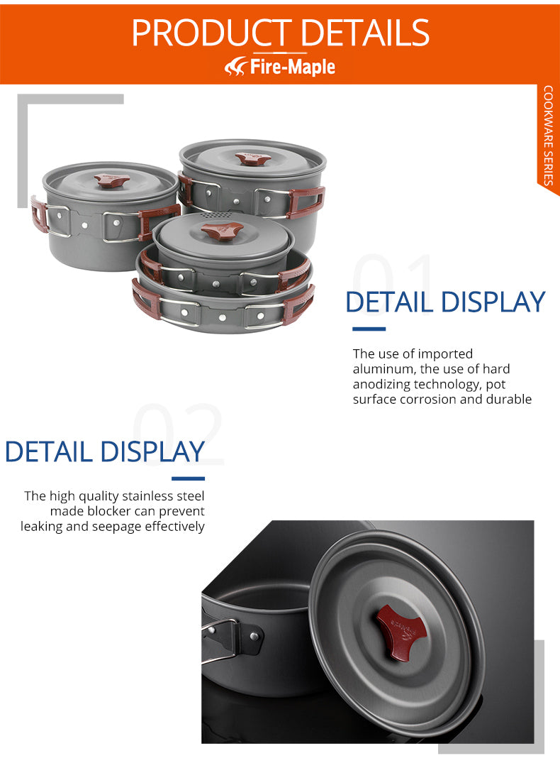 Fire Maple Frying Pan Foldable  Alloy 1Fry Pan 2 Pots 1 Kettle FMC-209 - KiwisLove