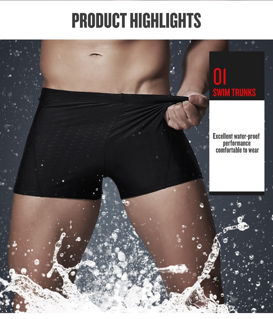 Copozz  Men Swim Suit Waterproof Square Leg Elastic Swimwear Surfing - KiwisLove