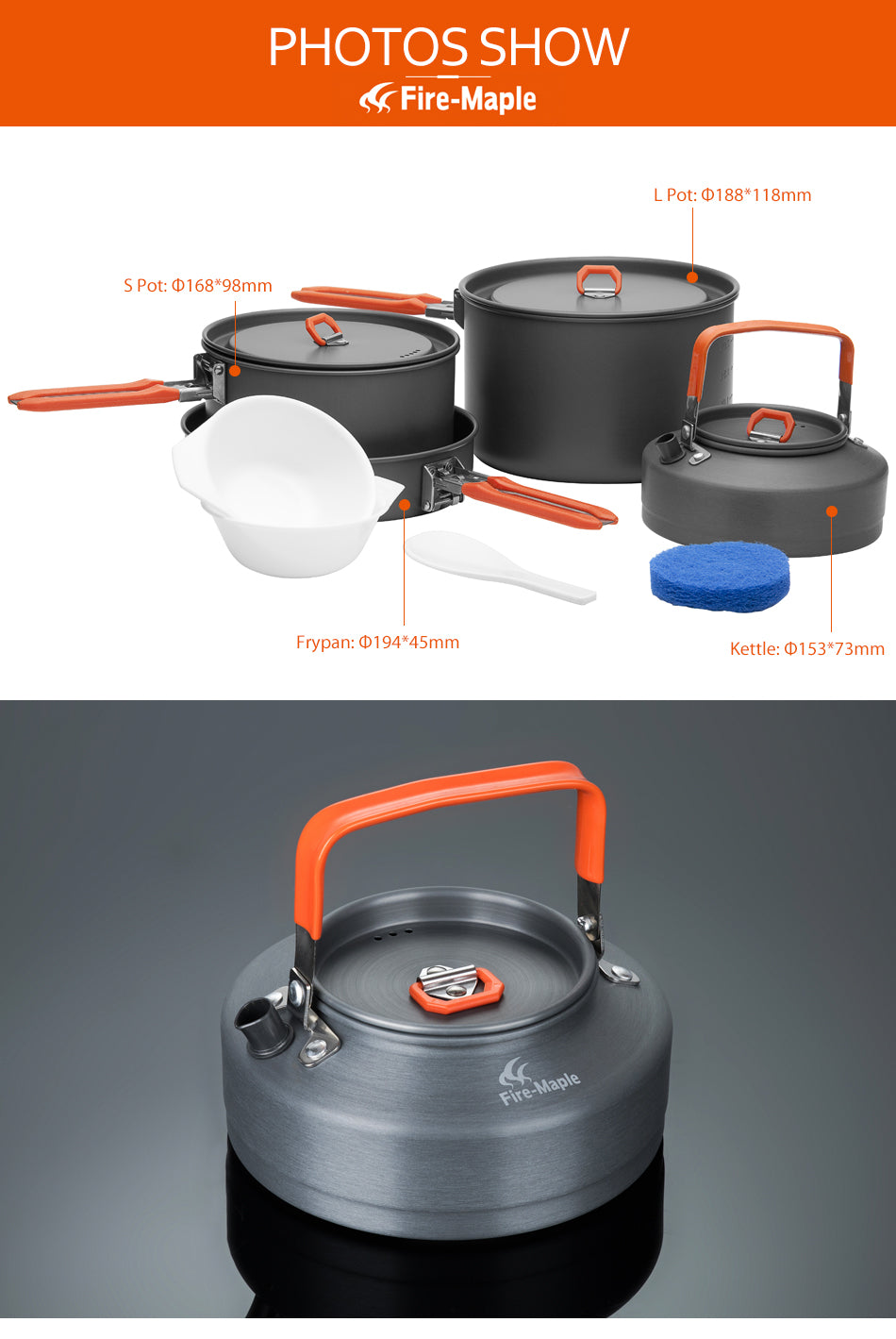 Fire Maple Frypan  Kettle  2 Pots and more Set Foldable Handle Feast - KiwisLove
