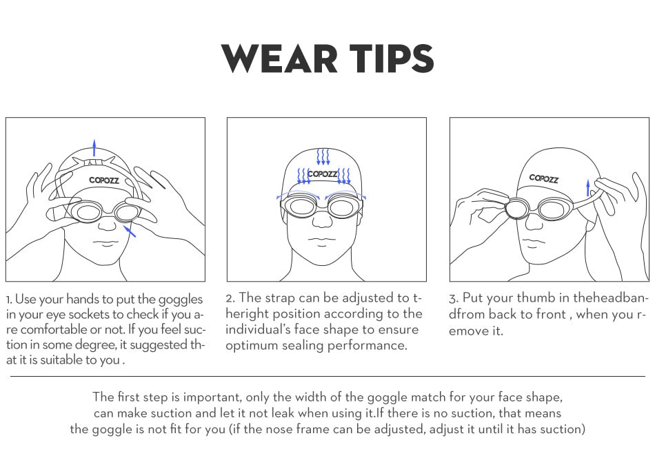 COPOZZ Myopia -1.5 to -7 Swimming Goggles Professional Anti fog Glasses - KiwisLove