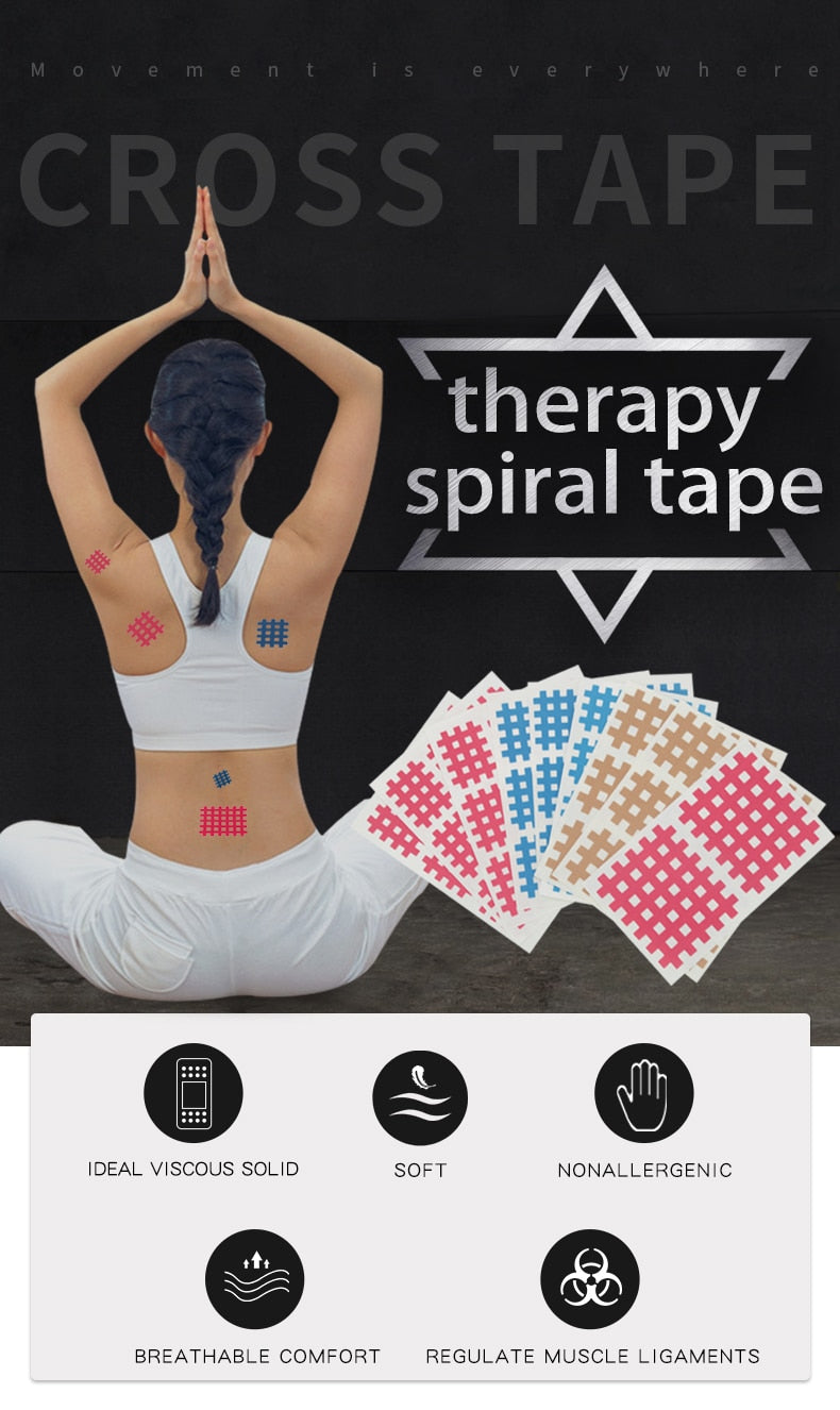 20 Sheets/Pack Kindmax Kinesiology Cross Tape Physical therapy Acupuncture Stickers for Pain Relief - KiwisLove
