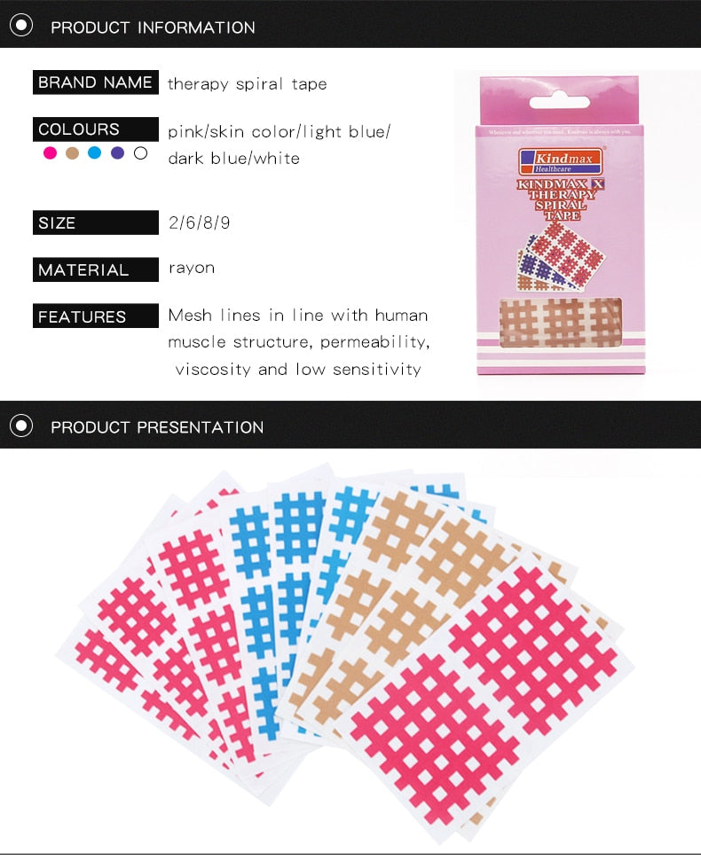 20 Sheets/Pack Kindmax Kinesiology Cross Tape Physical therapy Acupuncture Stickers for Pain Relief - KiwisLove