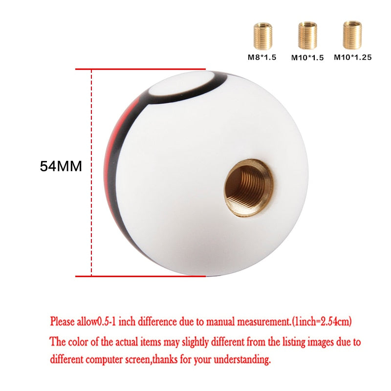 Pokemon PokeBall Racing Gear Shift Knob M10X1.5 / M8x1.25 / M10x1.25 / M12x1.25 - KiwisLove