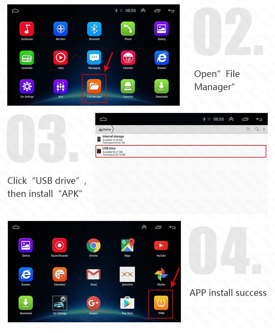 USB Android TPMS Car Tire Pressure Alarm Monitor  Temperature Warning - KiwisLove