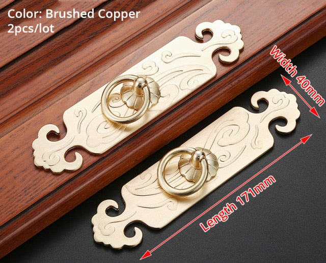 1 Pair Antique Bronze Cabinet Handles Vintage Chinese Style - KiwisLove