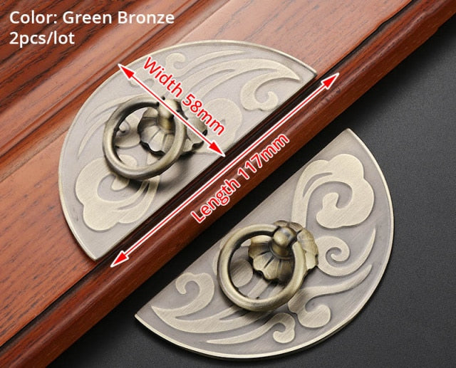 1 Pair Antique Bronze Cabinet Handles Vintage Chinese Style - KiwisLove