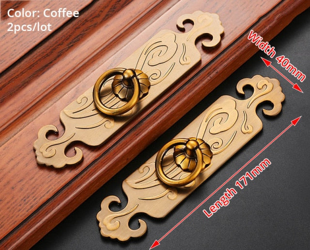 1 Pair Antique Bronze Cabinet Handles Vintage Chinese Style - KiwisLove